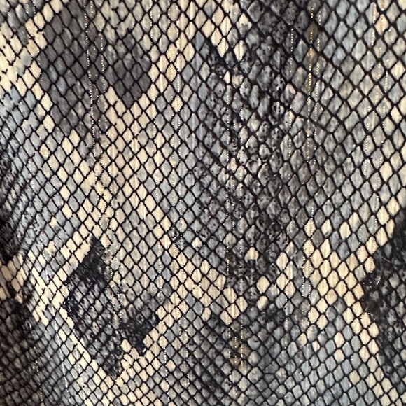 White House Black Market Gray and Blue Snake Print Blouse - Picture 3 of 5